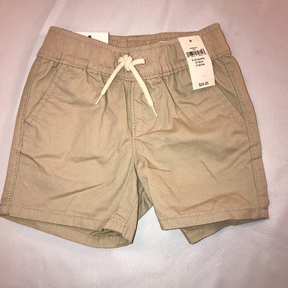 Shorts Brown Size 6-12 Months Pull On Poplin Soft - Picture 1 of 2